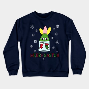 Merry Cactus - Hybrid Cactus In Christmas Themed Pot Crewneck Sweatshirt